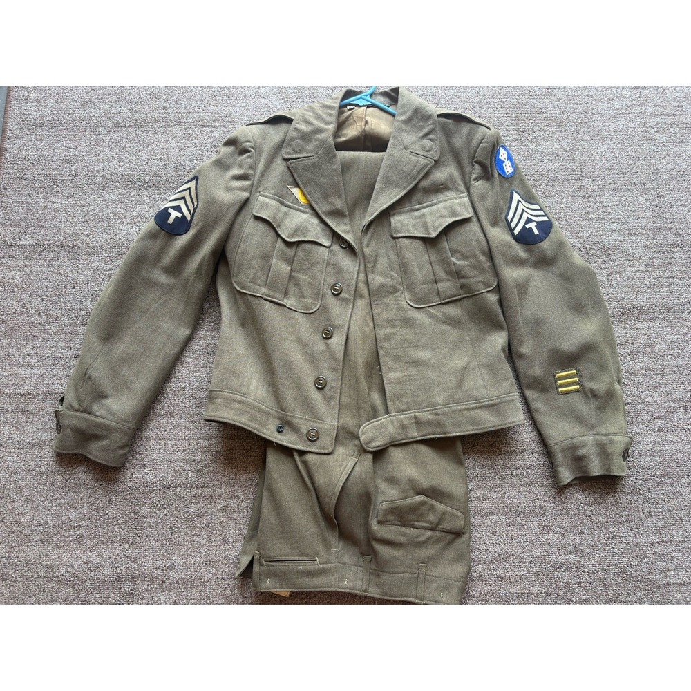 Vtg WW2 US Army M-1944 Ike Jacket Uniform⭐️W/ Trousers 38L 30x31 Ruptured Duck⭐️